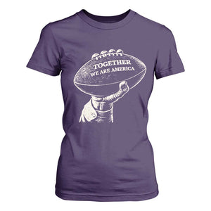 Together We Are America Vintage Football T Shirt For Women Patriotic Sports Pride Bunny Inspirational Quote TS02 Purple Print Your Wear