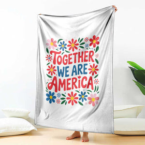 Together We Are America Floral Patriotic Throw Blanket Retro Red White and Blue Bunny Inspirational Quote TS02 Print Your Wear