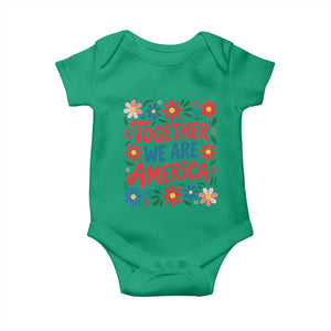 Together We Are America Floral Patriotic Baby Onesie Retro Red White and Blue Bunny Inspirational Quote TS02 Irish Green Print Your Wear