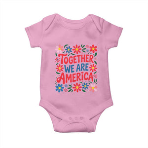 Together We Are America Floral Patriotic Baby Onesie Retro Red White and Blue Bunny Inspirational Quote TS02 Light Pink Print Your Wear