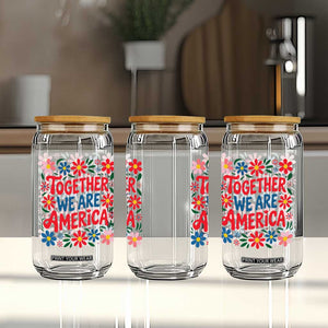 Together We Are America Floral Patriotic Glass Can Retro Red White and Blue Bunny Inspirational Quote TS02 Print Your Wear