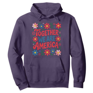 Together We Are America Floral Patriotic Hoodie Retro Red White and Blue Bunny Inspirational Quote TS02 Purple Print Your Wear