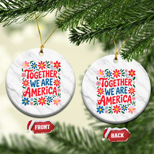Together We Are America Floral Patriotic Ceramic Ornament Retro Red White and Blue Bunny Inspirational Quote TS02 1pc White Marble Print Your Wear