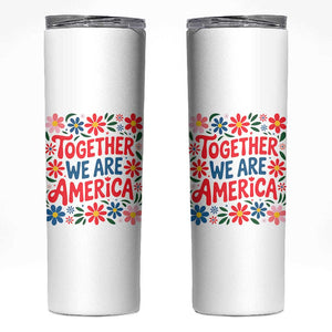 Together We Are America Floral Patriotic Skinny Tumbler Retro Red White and Blue Bunny Inspirational Quote TS02 White Print Your Wear
