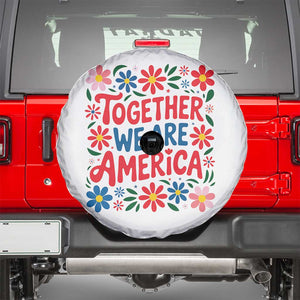 Together We Are America Floral Patriotic Spare Tire Cover Retro Red White and Blue Bunny Inspirational Quote TS02 White Print Your Wear