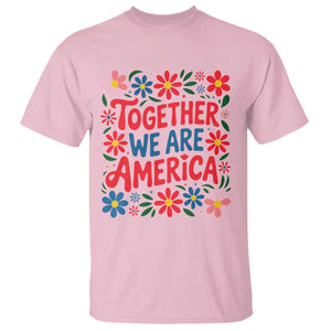 Together We Are America Floral Patriotic T Shirt Retro Red White and Blue Bunny Inspirational Quote TS02 Light Pink Print Your Wear