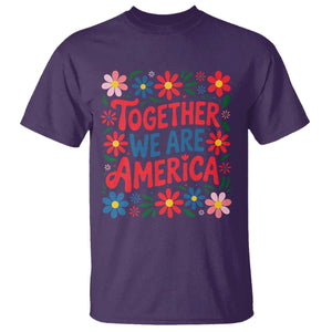 Together We Are America Floral Patriotic T Shirt Retro Red White and Blue Bunny Inspirational Quote TS02 Purple Print Your Wear