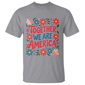 Together We Are America Floral Patriotic T Shirt Retro Red White and Blue Bunny Inspirational Quote TS02 Sport Gray Print Your Wear
