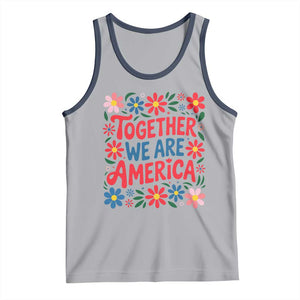 Together We Are America Floral Patriotic Tank Top Retro Red White and Blue Bunny Inspirational Quote TS02 Athletic Heather Navy Print Your Wear