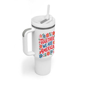 Together We Are America Floral Patriotic Tumbler With Handle Retro Red White and Blue Bunny Inspirational Quote TS02 Print Your Wear