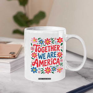 Together We Are America Floral Patriotic Coffee Mug Retro Red White and Blue Bunny Inspirational Quote TS02 Print Your Wear