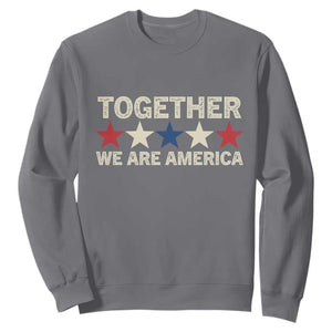 Together We Are America Patriotic Unity Sweatshirt Vintage Red White Blue Stars Bunny Inspirational Quote TS02 Charcoal Print Your Wear