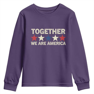 Together We Are America Patriotic Unity Youth Sweatshirt Vintage Red White Blue Stars Bunny Inspirational Quote TS02 Purple Print Your Wear