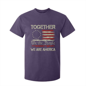 Together We Are America Betsy Ross Patriotic Flag T Shirt For Kid We The People Unity and Freedom Bunny Inspirational Quote TS02 Purple Print Your Wear