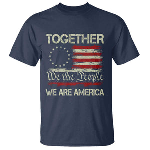 Together We Are America Betsy Ross Patriotic Flag T Shirt We The People Unity and Freedom Bunny Inspirational Quote TS02 Navy Print Your Wear