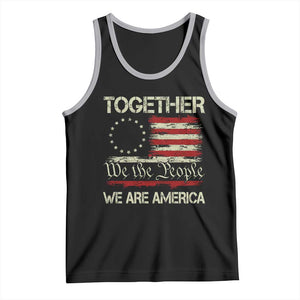 Together We Are America Betsy Ross Patriotic Flag Tank Top We The People Unity and Freedom Bunny Inspirational Quote TS02 Black Athletic Heather Print Your Wear