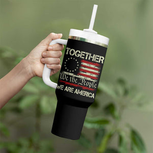 Together We Are America Betsy Ross Patriotic Flag Tumbler With Handle We The People Unity and Freedom Bunny Inspirational Quote TS02 Print Your Wear