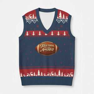 Together We Are America V-Neck Knit Sweater Vest Bold Statement Unity Bunny Inspirational Quote TS02 Navy Red Print Your Wear