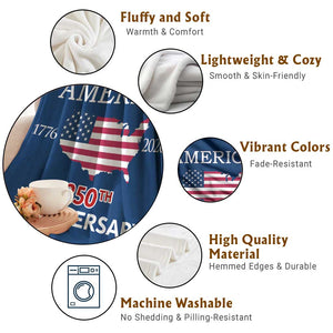 America 250th Anniversary 1776 2026 Patriotic USA Map Throw Blanket 250 Years of Freedom American Flag 4th of July Independence Celebration TS02 Print Your Wear