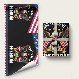 America 250th Anniversary 1776 2026 Patriotic Bald Eagle Wrapping Paper Roll 250 Years of Freedom 4th of July Independence Celebration TS02 Matte Black Print Your Wear