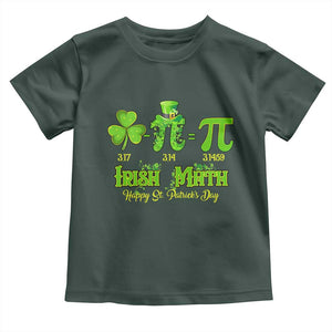 Funny Teacher St Patricks Day Toddler T Shirt Irish Math 3.14 Pi Shamrock Teacher Happy Day TS02 Dark Forest Green Print Your Wear