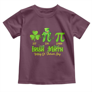 Funny Teacher St Patricks Day Toddler T Shirt Irish Math 3.14 Pi Shamrock Teacher Happy Day TS02 Maroon Print Your Wear