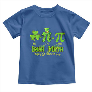 Funny Teacher St Patricks Day Toddler T Shirt Irish Math 3.14 Pi Shamrock Teacher Happy Day TS02 Royal Blue Print Your Wear