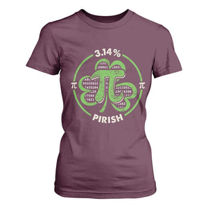 Funny Teacher St Patricks Day T Shirt For Women Pi Day 3.14 Irish Funny Pirish Math Number Pi TS02 Maroon Print Your Wear