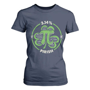 Funny Teacher St Patricks Day T Shirt For Women Pi Day 3.14 Irish Funny Pirish Math Number Pi TS02 Navy Print Your Wear