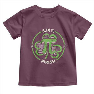 Funny Teacher St Patricks Day Toddler T Shirt Pi Day 3.14 Irish Funny Pirish Math Number Pi TS02 Maroon Print Your Wear