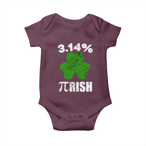 Funny Number Pi St Patricks Day Baby Onesie 3.14% Pi-rish Irish Funny Math Pi Day Shamrock TS02 Maroon Print Your Wear