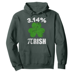 Funny Number Pi St. Patricks Day Hoodie 3.14% Pi-rish Irish Funny Math Pi Day Shamrock TS02 Dark Forest Green Printyourwear
