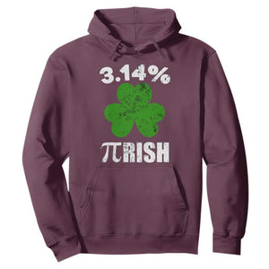 Funny Number Pi St. Patricks Day Hoodie 3.14% Pi-rish Irish Funny Math Pi Day Shamrock TS02 Maroon Printyourwear