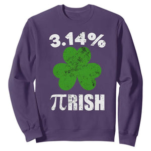 Funny Number Pi St. Patricks Day Sweatshirt 3.14% Pi-rish Irish Funny Math Pi Day Shamrock TS02 Purple Printyourwear