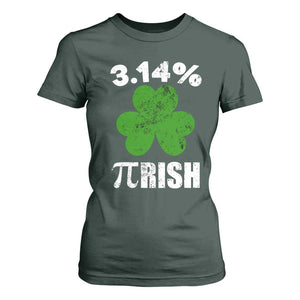 Funny Number Pi St Patricks Day T Shirt For Women 3.14% Pi-rish Irish Funny Math Pi Day Shamrock TS02 Dark Forest Green Print Your Wear