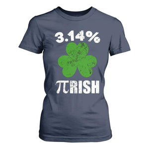 Funny Number Pi St Patricks Day T Shirt For Women 3.14% Pi-rish Irish Funny Math Pi Day Shamrock TS02 Navy Print Your Wear
