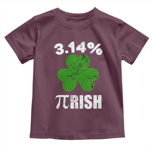 Funny Number Pi St Patricks Day Toddler T Shirt 3.14% Pi-rish Irish Funny Math Pi Day Shamrock TS02 Maroon Print Your Wear
