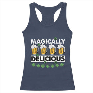 Funny St Patricks Day Drinking Racerback Tank Top Magically Delicious Beers Lovers TS02 Navy Print Your Wear