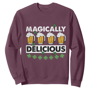 Funny St. Patricks Day Drinking Sweatshirt Magically Delicious Beers Lovers TS02 Maroon Printyourwear