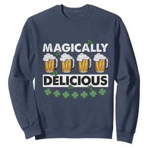 Funny St. Patricks Day Drinking Sweatshirt Magically Delicious Beers Lovers TS02 Navy Printyourwear