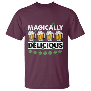 Funny St. Patricks Day Drinking T Shirt Magically Delicious Beers Lovers TS02 Maroon Printyourwear