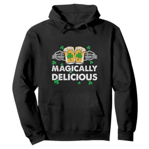 Funny St. Patricks Day Drinking Hoodie Magically Delicious Beers Cheer Skeleton Hands TS02 Black Printyourwear