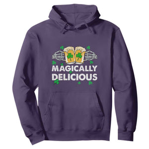 Funny St. Patricks Day Drinking Hoodie Magically Delicious Beers Cheer Skeleton Hands TS02 Purple Printyourwear