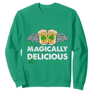 Funny St. Patricks Day Drinking Sweatshirt Magically Delicious Beers Cheer Skeleton Hands TS02 Irish Green Printyourwear
