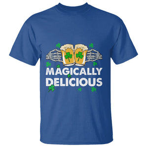 Funny St. Patricks Day Drinking T Shirt Magically Delicious Beers Cheer Skeleton Hands TS02 Royal Blue Printyourwear