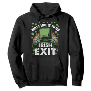 Funny St. Patricks Day Drinking Hoodie Most Likely To Do Irish Exit Leprechaun Hat Rainbow TS02 Black Printyourwear