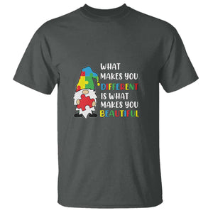 Autism Gnome T Shirt What Makes You Different Makes You Beautiful Puzzle Piece TS02 Dark Heather Printyourwear