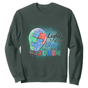Autism Awareness Sweatshirt Light Up Blue Include Love Support TS02 Dark Forest Green Printyourwear