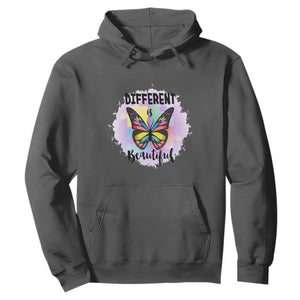 Autism Butterfly Hoodie Different Is Beautiful Autistic Spectrum Puzzle Piece TS02 Dark Heather Printyourwear