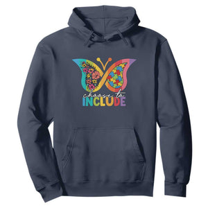 Autism Acceptance Hoodie Choose To Include Spectrum Neurodiversity Floral Butterfly TS02 Navy Printyourwear